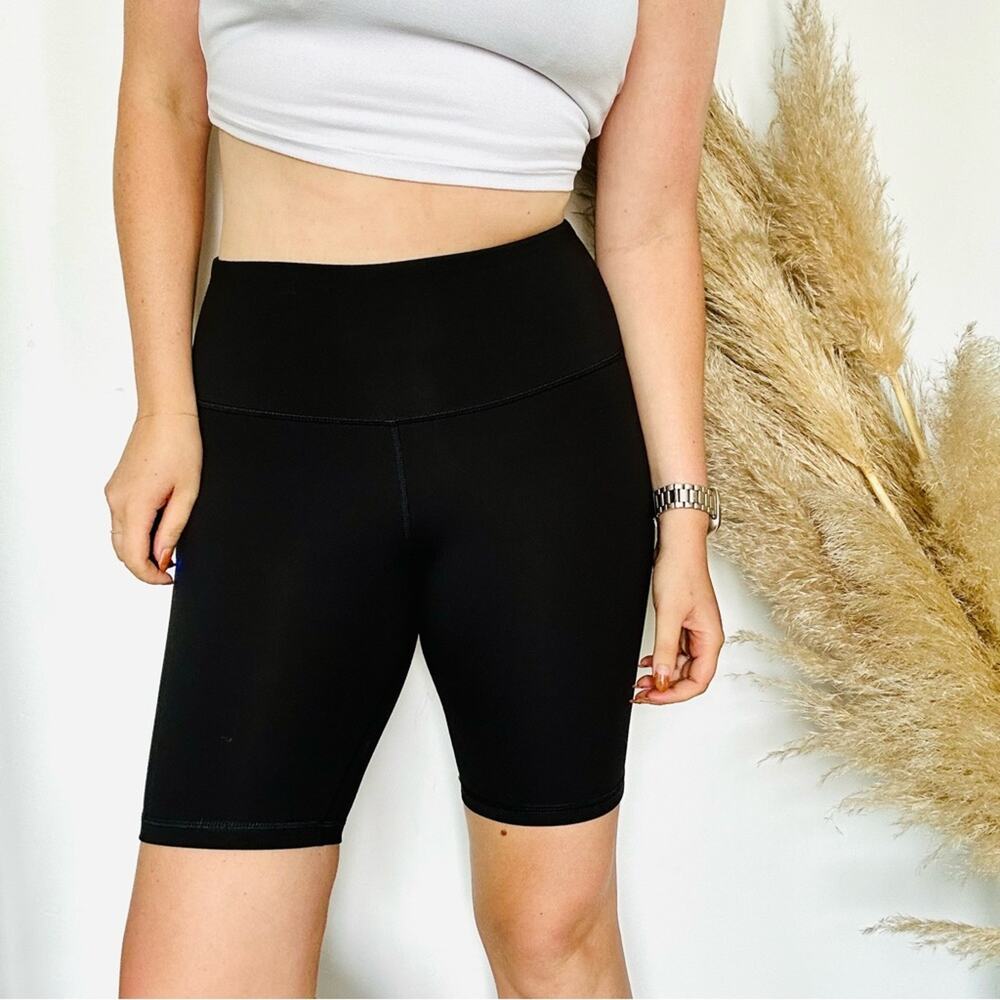 NEW OLD NAVY Classic Black High Rise Waisted Biker Short 8" L Gym Lounge Yoga
